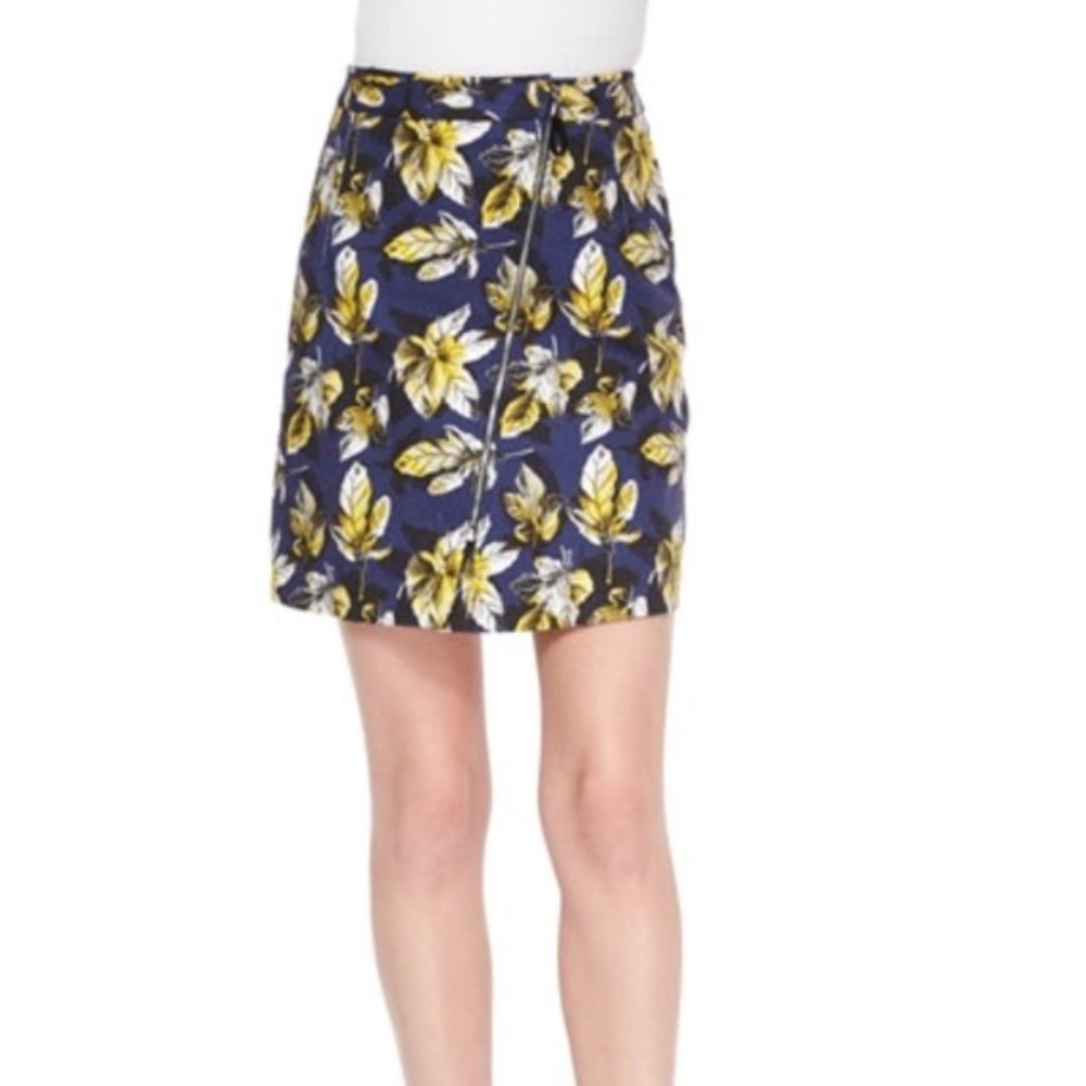 Risto Leaf Print A-Line Mini Skirt XS